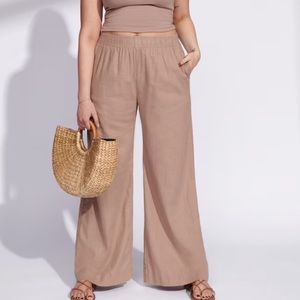 Never worn! Abercrombie Linen-Blend Ultra Wide-Leg Pant - Brown